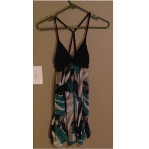 Turquoise and Black Twist Front Bubble Dress